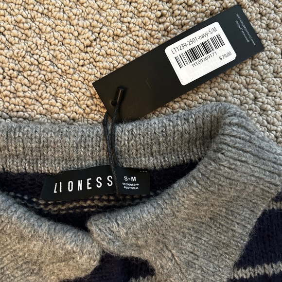 Lioness Rising Sun Jersey Pullover Grey / Navy Women's Collared Sweater Small - Picture 4 of 4